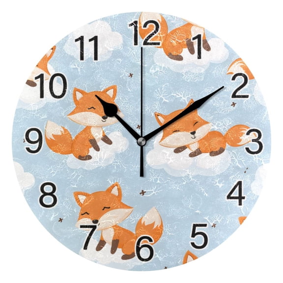 Ryvnso Fox on Cloud Wall Clock Non Ticking Silent Kitchen Clock Battery Operated Clocks 10 inch