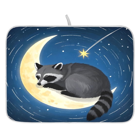 Ryvnso Fox on Moon Dish Drying Mat for Kitchen Countertop 16x18 Small Dish Pad Drainer Rack Dish Sink Mats