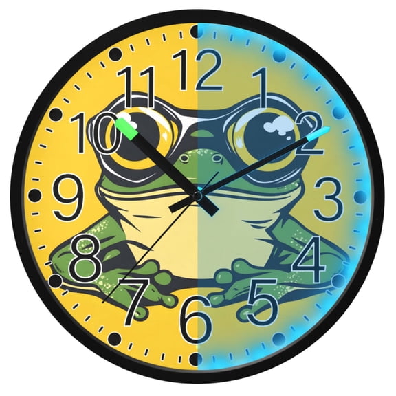 Ryvnso Frog 12 Inch Night Light Wall Clock Silent Battery Operated Luminous Clocks