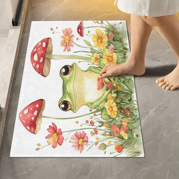 Ryvnso Frog Mushrooms Bathroom Shaggy Rugs Toilet Rectangle Mat Soft Contour Rug 24"x16"