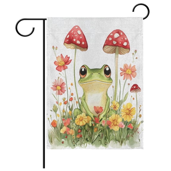 Ryvnso Frog Mushrooms Garden Flag 28x40 Inch Double Sided Seasonal Yard Decoration