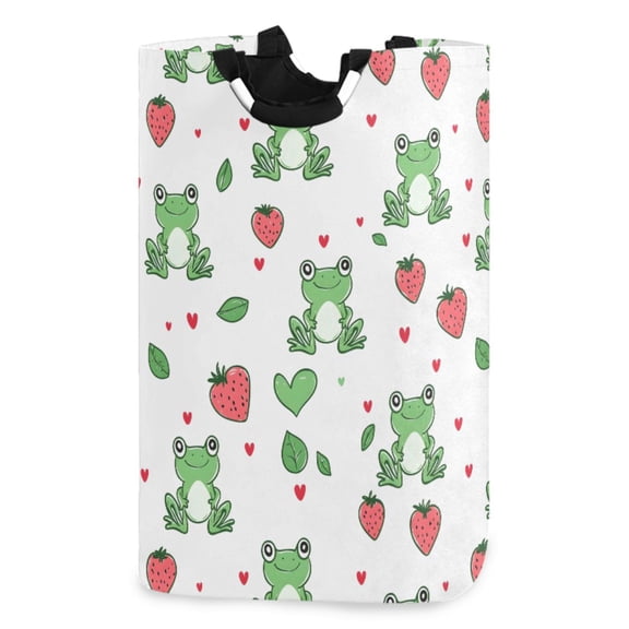 Ryvnso Frog Strawberry Pattern Large Storage Basket with Handles Collapsible Organizer Bin Laundry Hamper