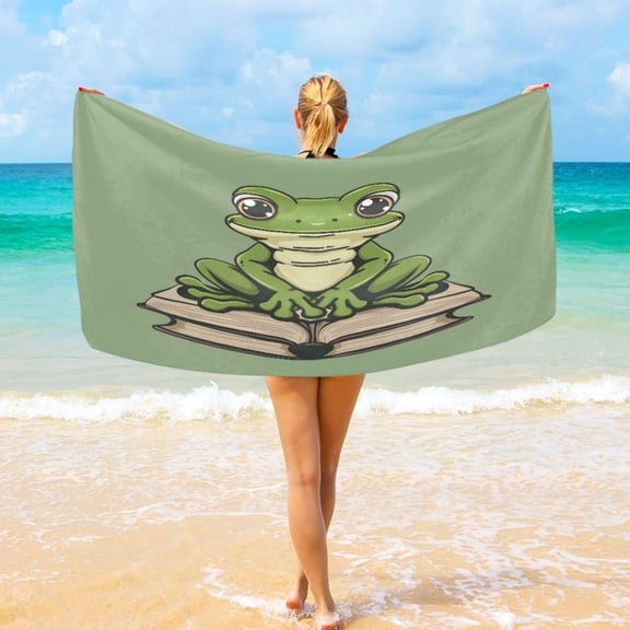 Ryvnso Frog on Book Stylish Beach Towel Swimming Yoga Bath Towels Large Sand Free Towels 31"W x 71"L