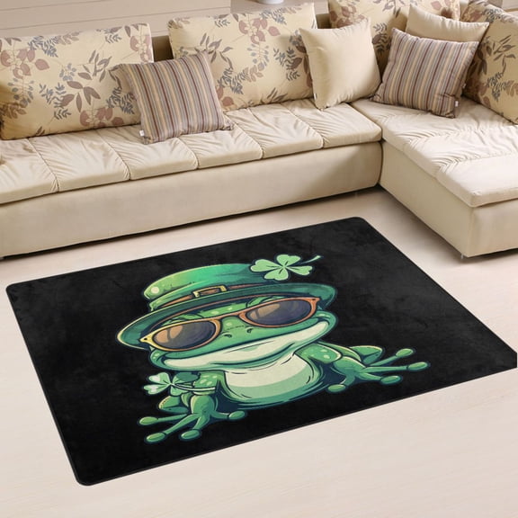 Ryvnso Frog with Sunglasses Area Floor Mat Non-Slip Carpet Soft Rugs Doormats 60" x 39"