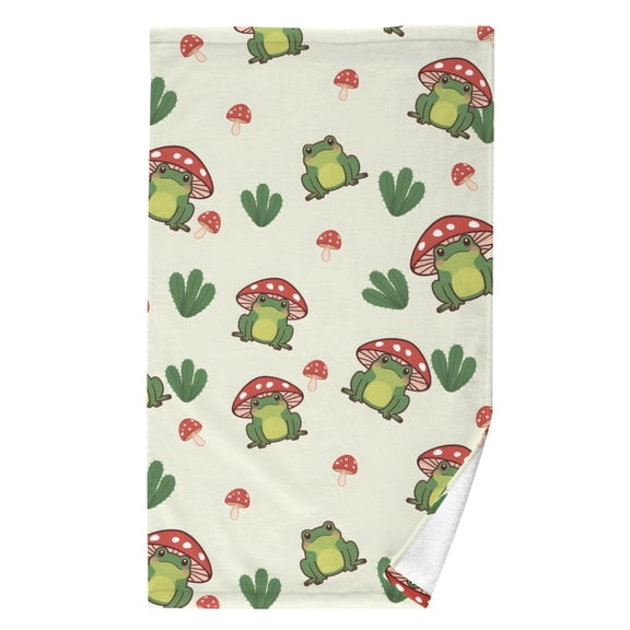 Ryvnso Frogs Mushrooms Pattern Cotton Hand Towel Absorbent Face Bath Towels for Beach Pool Sports