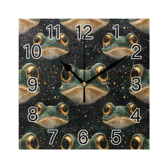 Ryvnso Frogs Wall Clock Square Silent Non-Ticking Battery Operated 7.78"