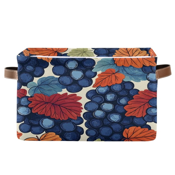 Ryvnso Fruit Grapes Storage Basket Large Bin Foldable Boxes Toys Organizer 14.2x10.2x8.3in 1 PC