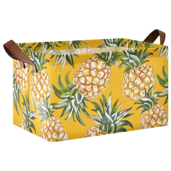 Ryvnso Fruit Pineapple Storage Bins Large Basket Foldable Cube Toys Organizer with Handles 1 PC