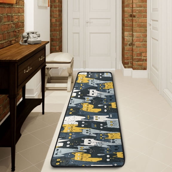 Ryvnso Funny Cute Cats Hallway Runner Rugs Floor Carpet Non Slip Entryway Mat 2' x 6'