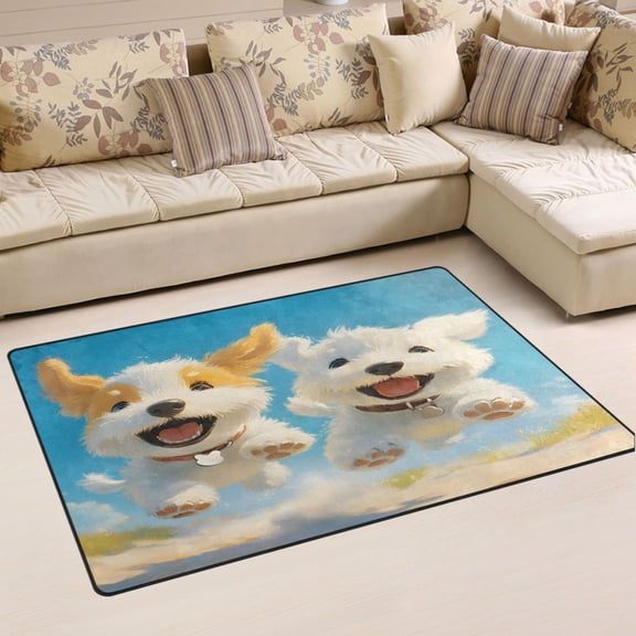 Ryvnso Funny Cute Dogs and Sky Area Floor Mat Non-Slip Carpet Soft Rugs Doormats 60" x 39"