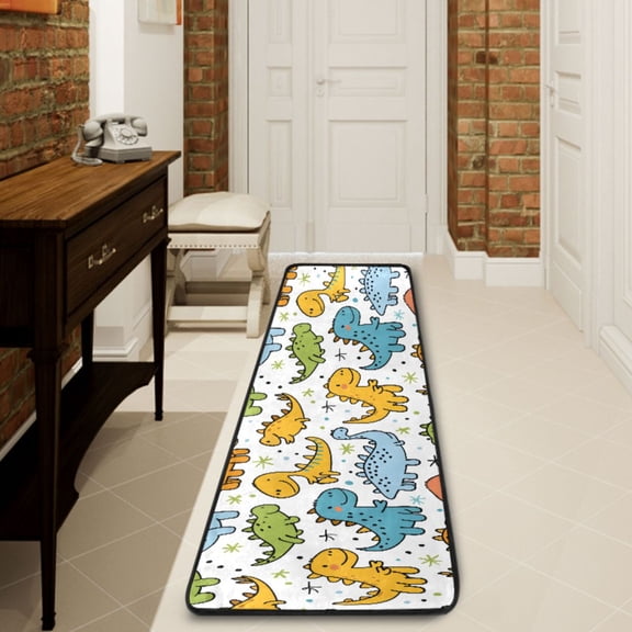 Ryvnso Funny Dinosaurs Hallway Runner Rugs Floor Carpet Non Slip Entryway Mat 2' x 6'
