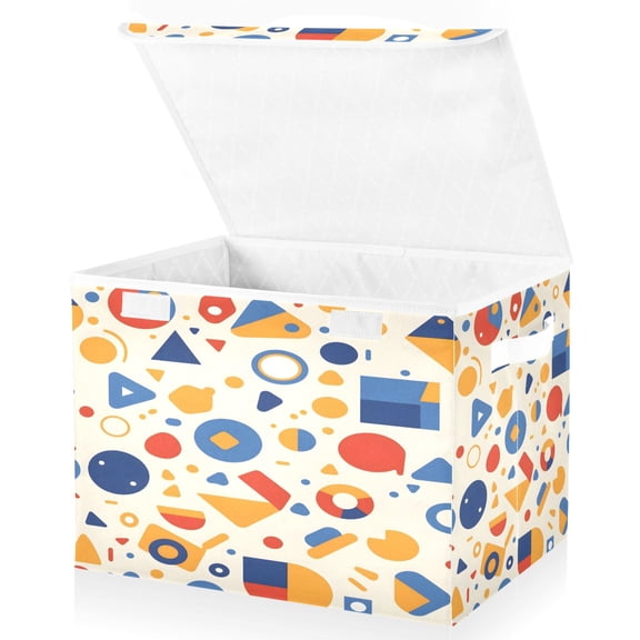 Ryvnso Funny Geometric Shapes Large Lidded Foldable Storage Baskets Cubes Boxes Lids Bin for Home