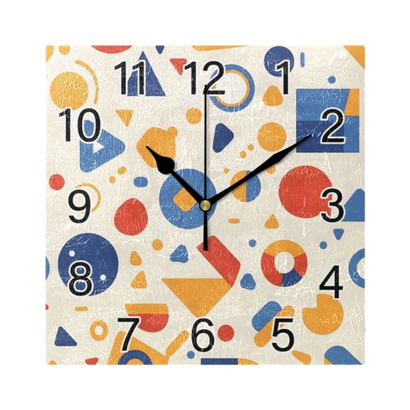 Ryvnso Funny Geometric Shapes Wall Clock Square Silent Non-Ticking Battery Operated 7.78"