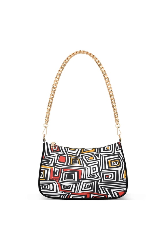 Funny Line Geometry Pattern Womens Chain Shoulder Bag Tote Handbags Clutch Hobo Purse with Zipper for Travel