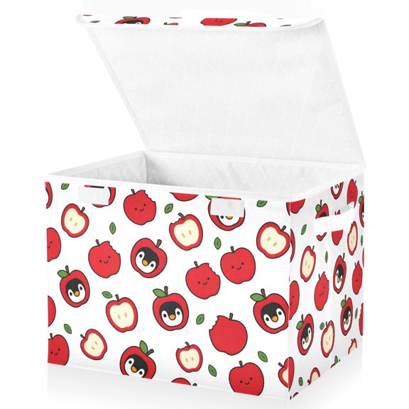 Ryvnso Funny Penguins Apples Storage Bins Lidded Foldable Organizer Containers Baskets Cube