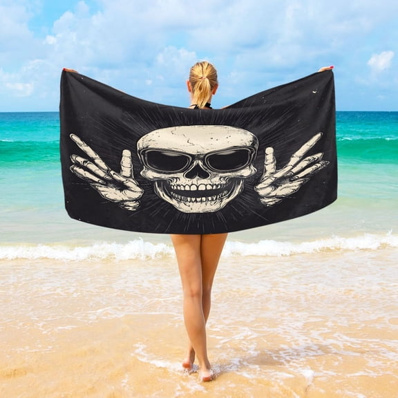 Ryvnso Funny Skeleton Oversized Beach Towel Microfiber Bath Blankets Swimming Fitness 37" x 74"