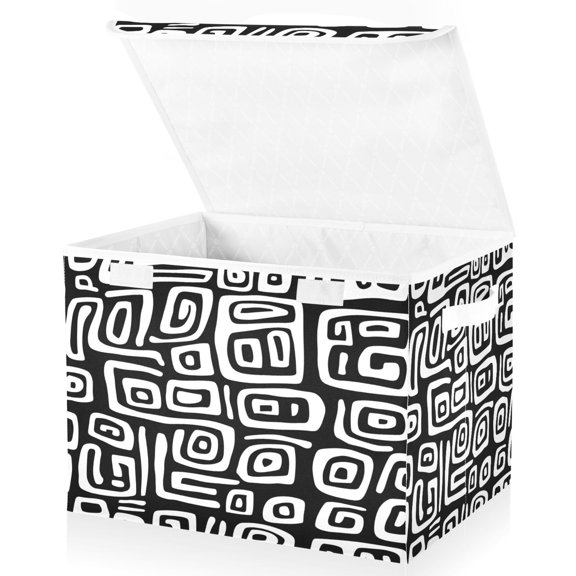 Ryvnso Funny Stripes Pattern Large Lidded Foldable Storage Baskets Cubes Boxes Lids Bin for Home