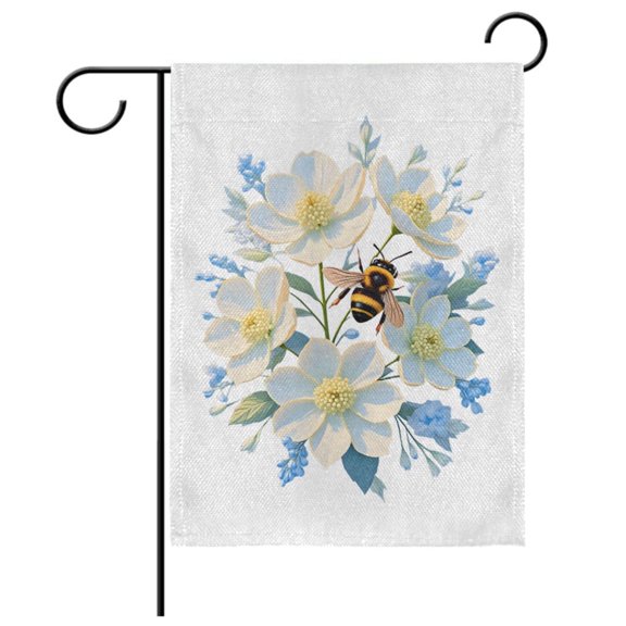 Ryvnso Gardenia Flowers Bee Pattern Garden Flag 12x18 Inch Double Sided Seasonal Yard Decoration