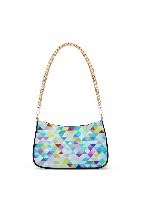 Geomeric Abstract Triangle Womens Chain Shoulder Bag Tote Handbags Clutch Hobo Purse with Zipper for Travel