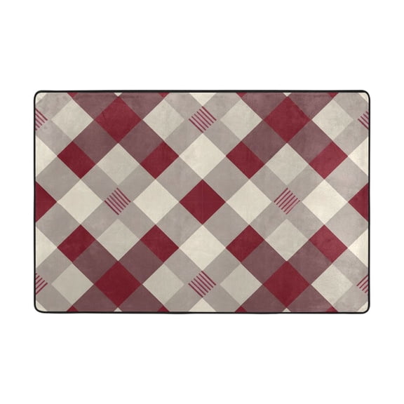 Ryvnso Geometric Checkered Grid Pattern Area Floor Mats Large Nursery Rugs Non-Slip Carpets Doormat 36" x 24"
