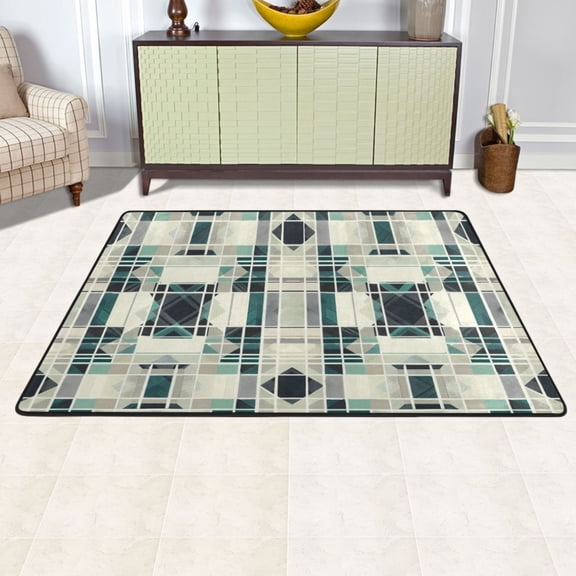 Ryvnso Geometric Checkered Plaid Area Floor Mats Large Nursery Rugs Non-Slip Carpets Doormat 72" x 48"