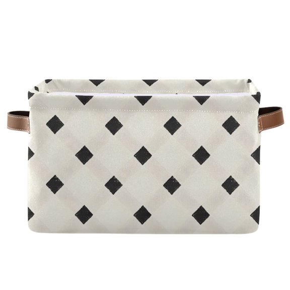 Ryvnso Geometric Checkered Storage Basket Large Bin Foldable Boxes Toys Organizer 14.2x10.2x8.3in 1 PC
