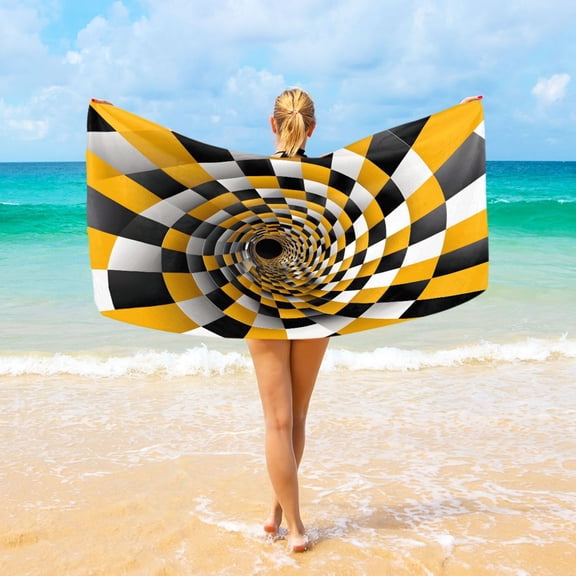 Ryvnso Geometric Falling Sensation Funny Oversized Beach Towel Microfiber Bath Blankets Swimming Fitness 37" x 74"