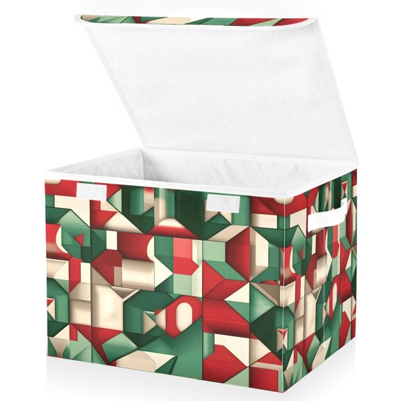 Ryvnso Geometric Funny Pattern Large Lidded Foldable Storage Baskets Cubes Boxes Lids Bin for Home