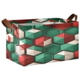 thumbnail image 1 of Ryvnso Geometric Green Pattern Storage Bins Large Basket Foldable Cube Toys Organizer with Handles 1 PC, 1 of 7