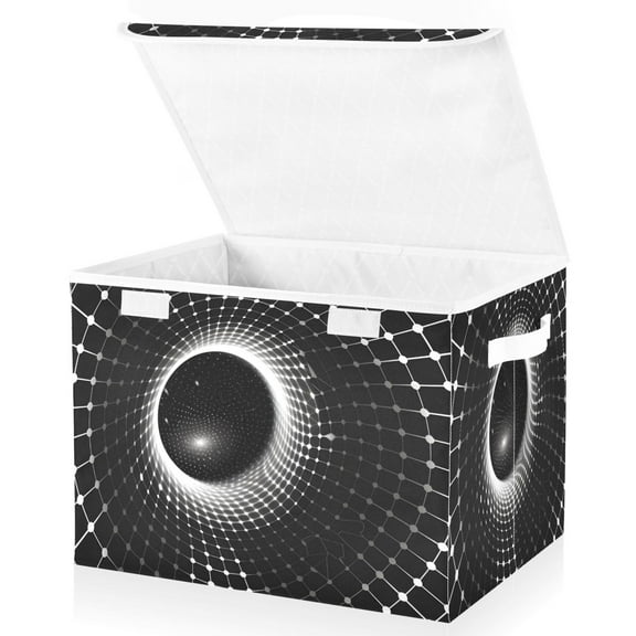 Ryvnso Geometric Optical Illusion Large Lidded Foldable Storage Baskets Cubes Boxes Lids Bin for Home