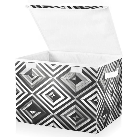 Ryvnso Geometric Plaid Pattern Large Lidded Foldable Storage Baskets Cubes Boxes Lids Bin for Home