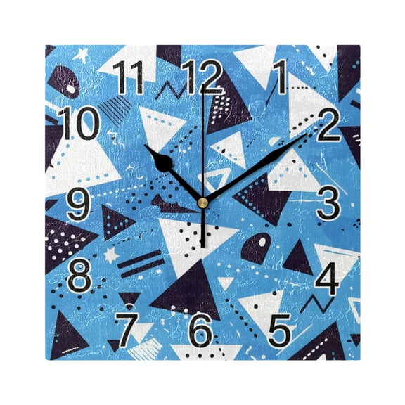 Ryvnso Geometric Triangle Wall Clock Square Silent Non-Ticking Battery Operated 7.78"