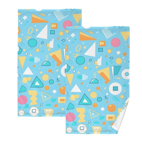 Ryvnso Geometrical Triangle Item Pattern Cotton Hand Towels Sets Face Towel 2 PCs Bathroom Decorative