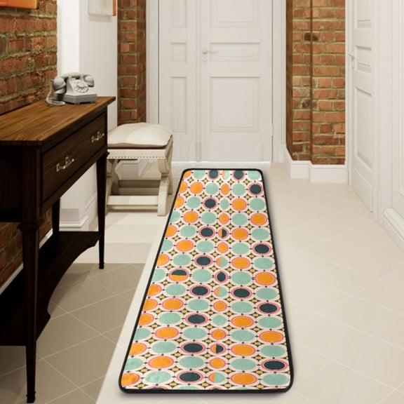 Ryvnso Geometry Circle Print Hallway Runner Rugs Floor Carpet Non Slip Entryway Mat 2' x 6'