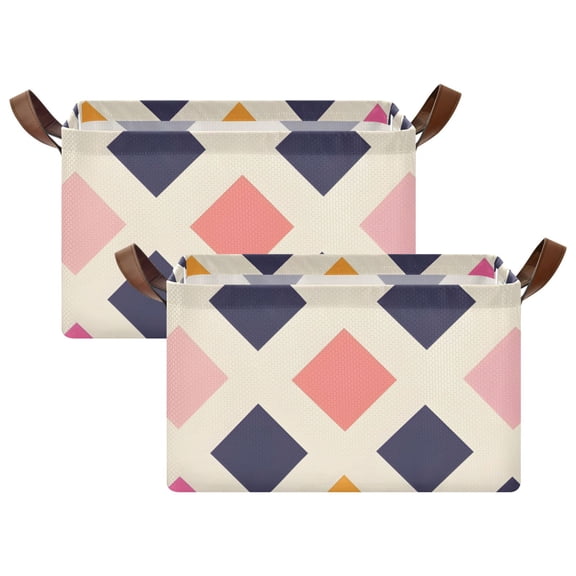 Ryvnso Geometry Colorful Storage Bins Large Basket Foldable Cube Toys Organizer with Handles 2 PCs