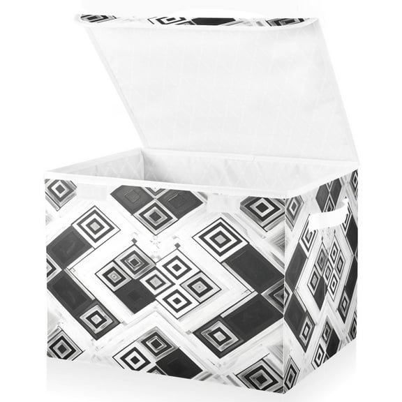 Ryvnso Geometry Funny Plaid Pattern Large Lidded Foldable Storage Baskets Cubes Boxes Lids Bin for Home