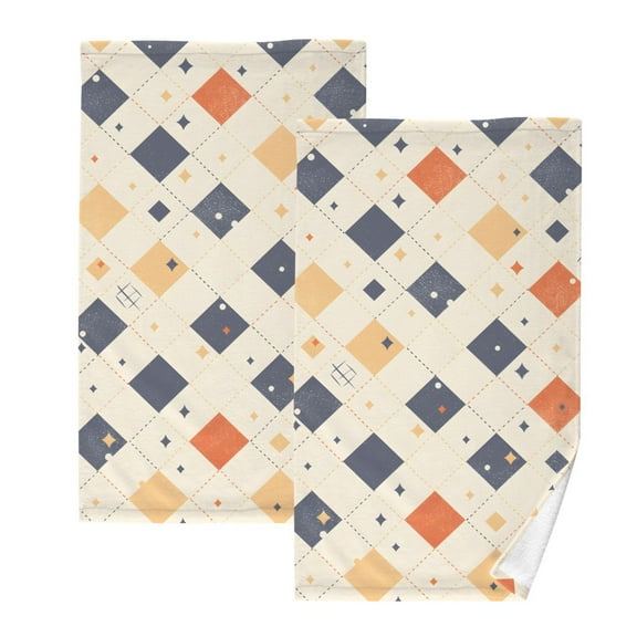 Ryvnso Geometry Pattern Cotton Hand Towels Sets Face Towel 2 PCs Bathroom Decorative