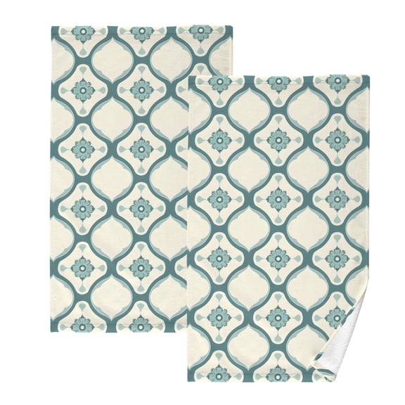 Ryvnso Geometry Pattern Flower Cotton Hand Towels Sets Face Towel 2 PCs Bathroom Decorative
