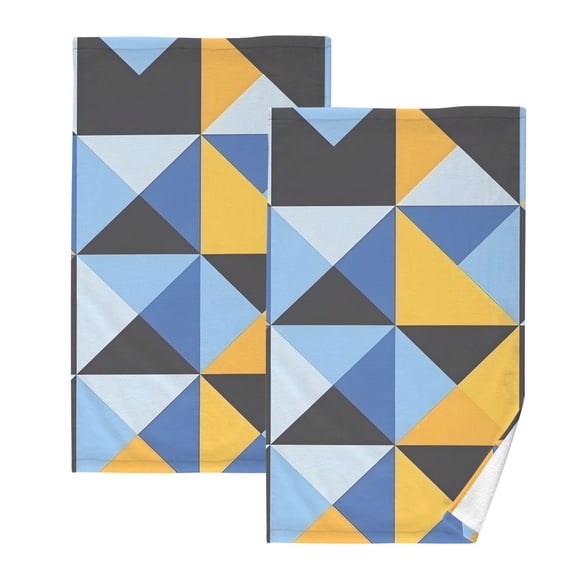 Ryvnso Geometry Triangle Pattern Cotton Hand Towels Sets Face Towel 2 PCs Bathroom Decorative
