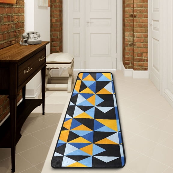 Ryvnso Geometry Triangle Pattern Hallway Runner Rugs Floor Carpet Non Slip Entryway Mat 2' x 6'
