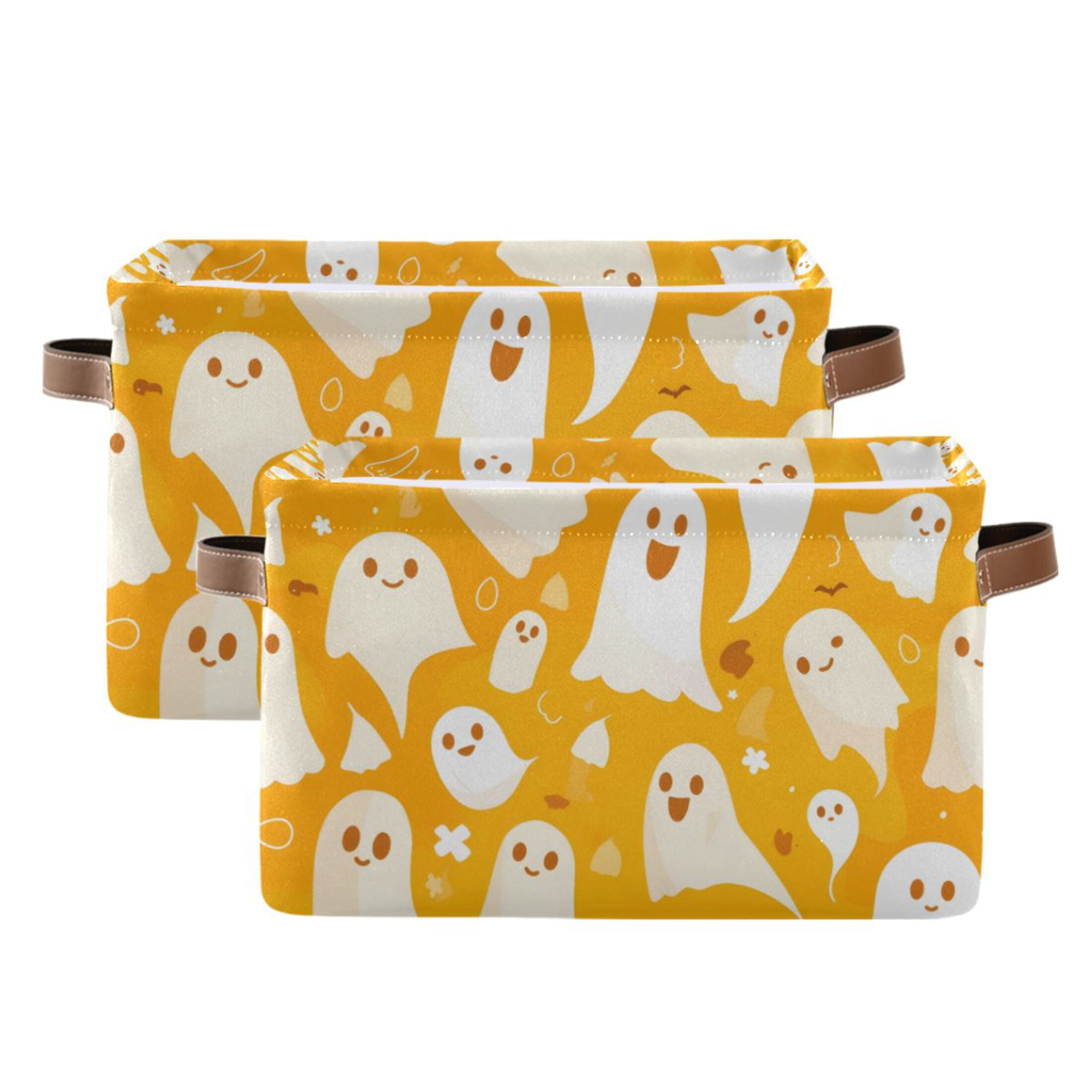 Ryvnso Ghost Halloween Storage Basket Large Bin Foldable Boxes Toys Organizer 14.2x10.2x8.3in 2 PCs