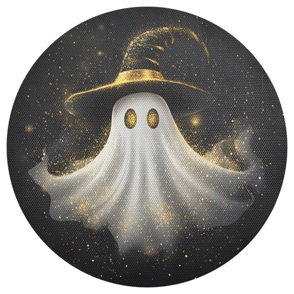 Ryvnso Ghost with Hat Round Plate Mats Dining Table Placemat 1 Piece for Holiday Decoration