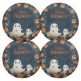 thumbnail image 1 of Ryvnso Ghosts Pumpkins in Halloween Round Plate Mats Dining Table Placemat Set of 4 for Holiday Decoration, 1 of 7