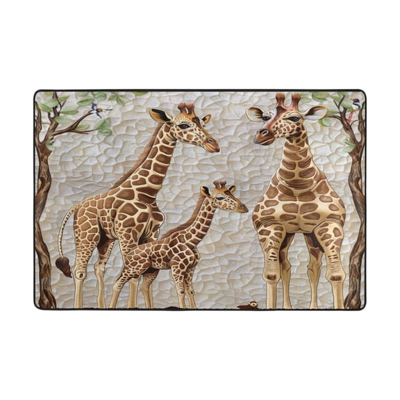 Ryvnso Giraffe Family and Tree Area Floor Mats Large Nursery Rugs Non-Slip Carpets Doormat 36" x 24"