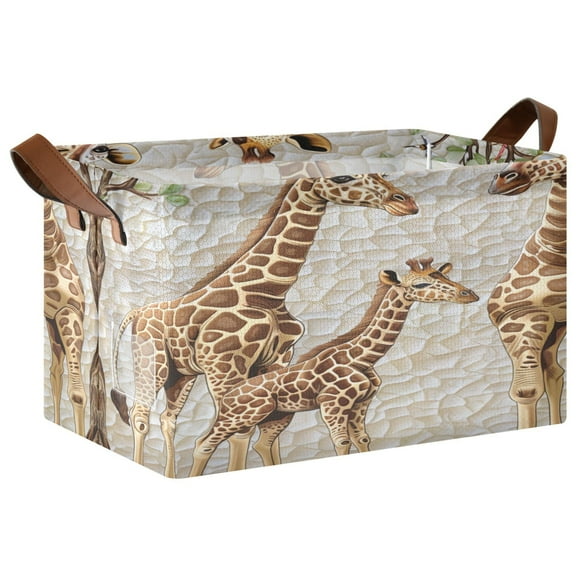 Ryvnso Giraffe Family and Tree Storage Bins Large Basket Foldable Cube Toys Organizer with Handles 1 PC