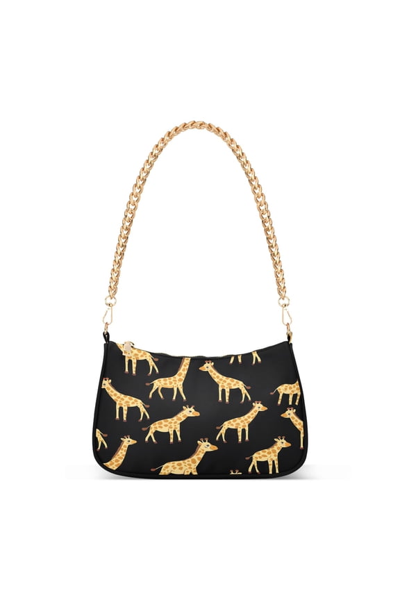 Giraffes Pattern Womens Chain Shoulder Bag Tote Handbags Clutch Hobo Purse with Zipper for Travel