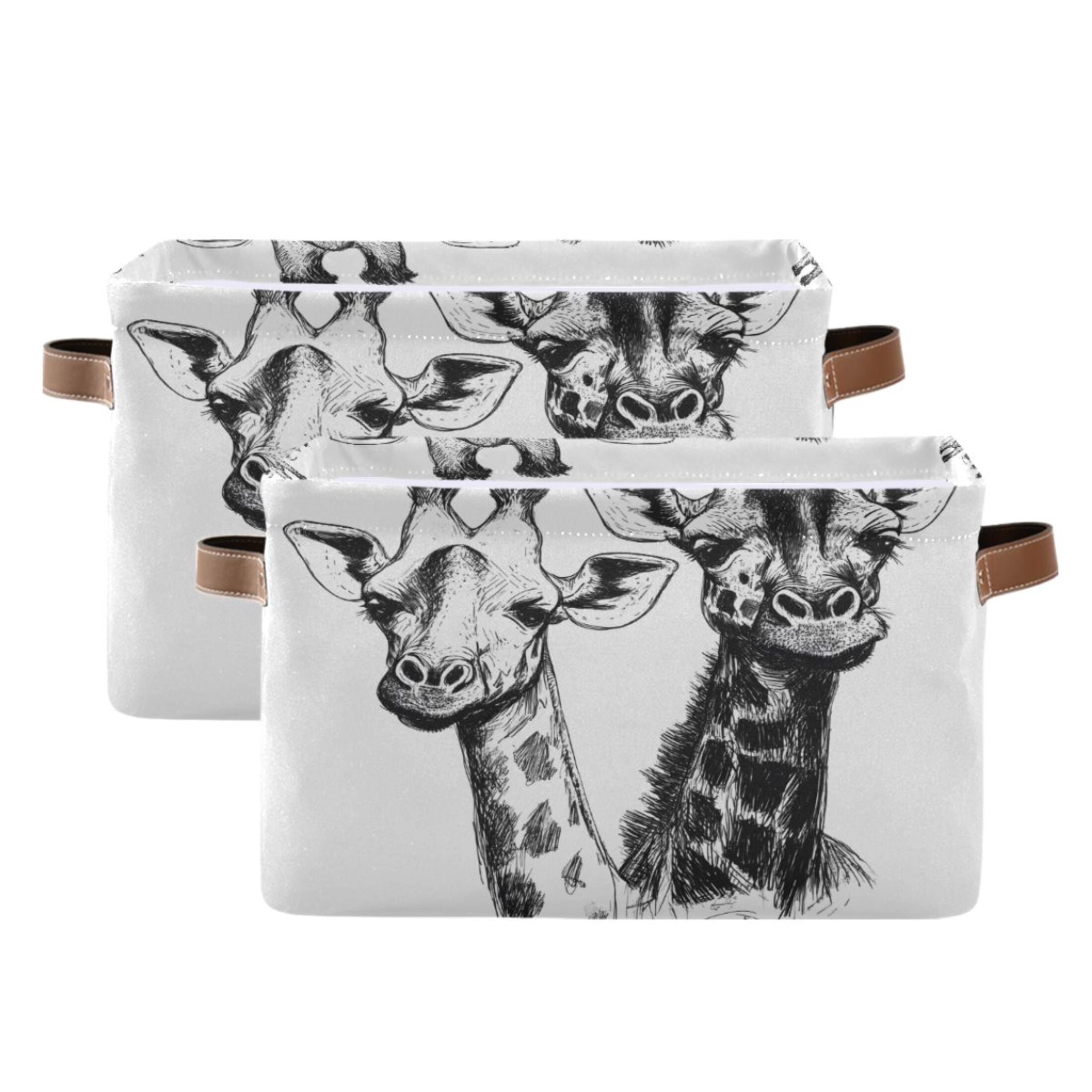 Ryvnso Giraffes Storage Basket Large Bin Foldable Boxes Toys Organizer 14.2x10.2x8.3in 2 PCs