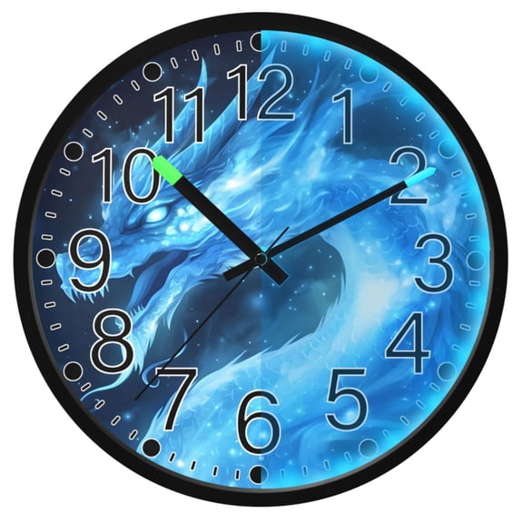 Ryvnso Glitter Dragon 12 Inch Night Light Wall Clock Silent Battery Operated Luminous Clocks