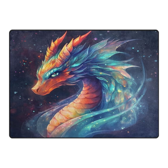 Ryvnso Glitter Dragon Area Rug Floor Mats Non-Slip Home Carpet 63 x 48 inch