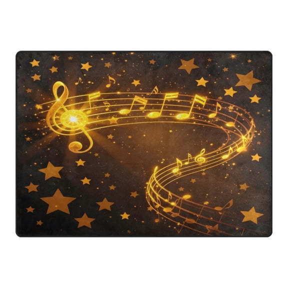 Ryvnso Glitter Musical Notes Area Rug Floor Mats Non-Slip Home Carpet 80 x 58 inch